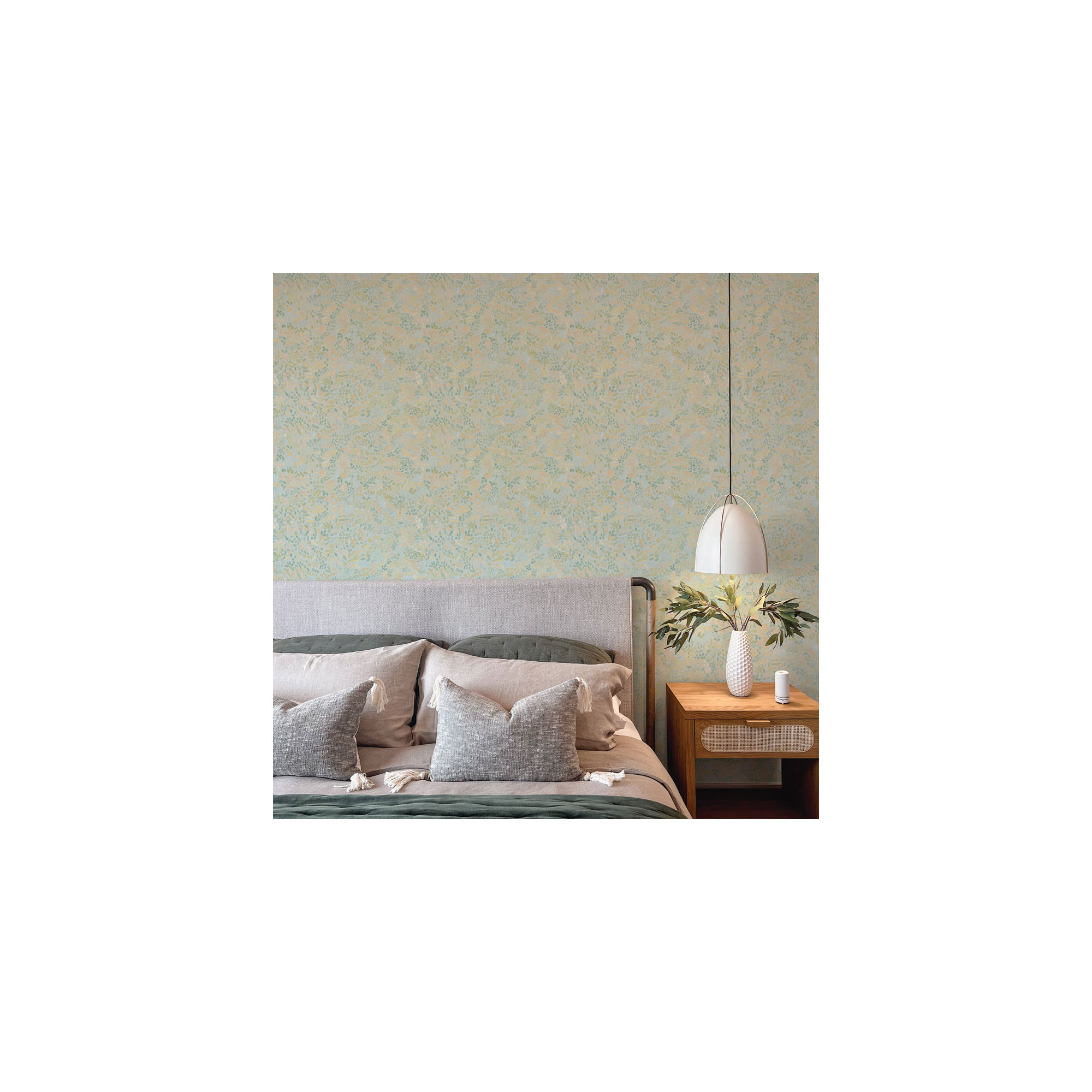 Brushstroke Garden Peel and Stick Wallpaper, Robins Egg