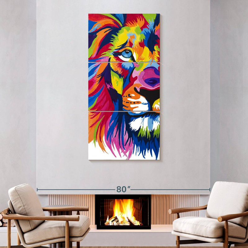 Portrait d'un demi-lion, H 75 po x l 36 po
