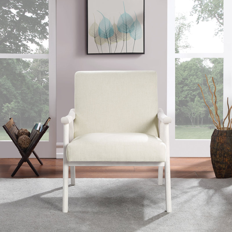 Albury Upholstered Accent Chair, Beige 100% Polyester, White