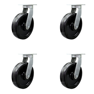 Extra Heavy Duty Phenolic Wheel Swivel Top Plate Caster Set of 4 SCC