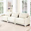 Trois places rembourrées en chenille beige, avec un design ergonomique, un coussin lombaire, une base en bois et des sièges confortables pour plusieurs pièces avec support, éponge élégante et haute résilience, modulaire