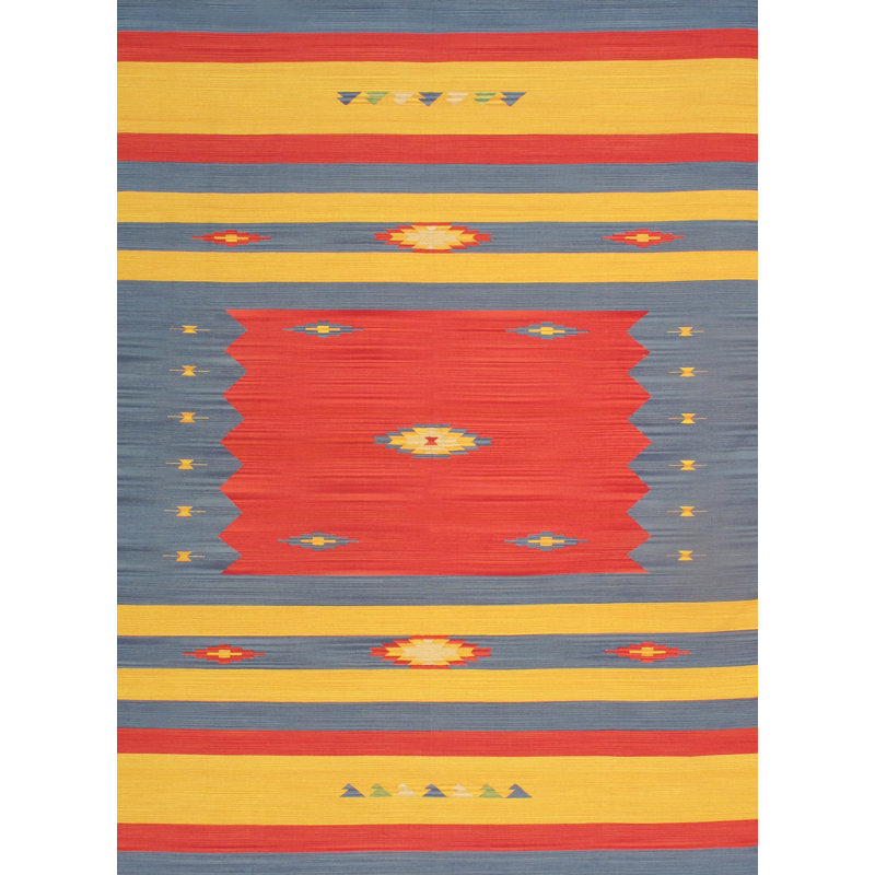 Anatolian Flatweave Cotton Multicolor Area Rug, Rectangle 6' x 9'