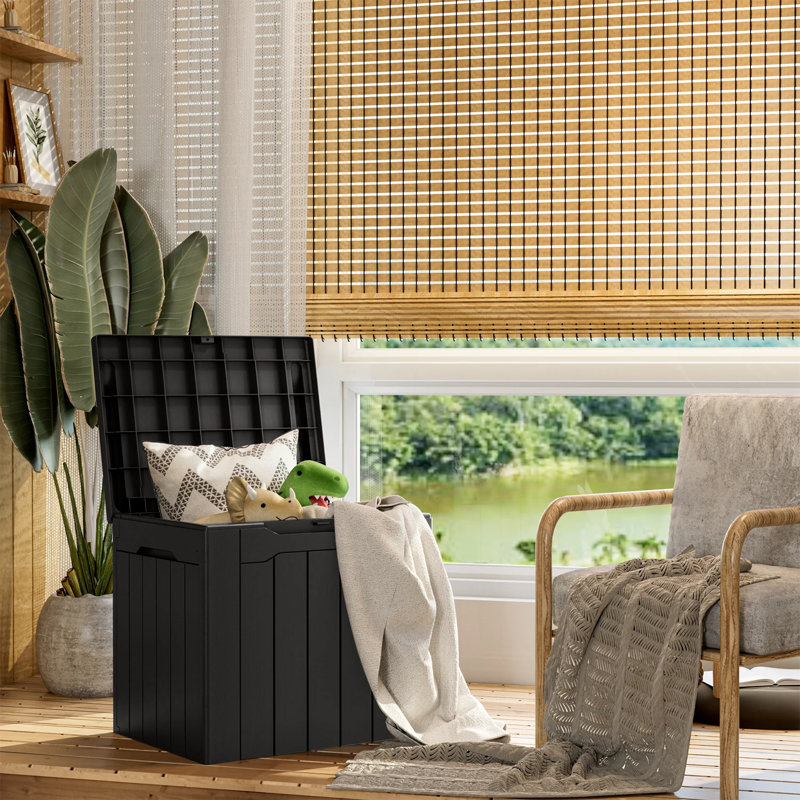 Devoko 32 Gallon Water Resistant Lockable Deck Box With Seat, Black