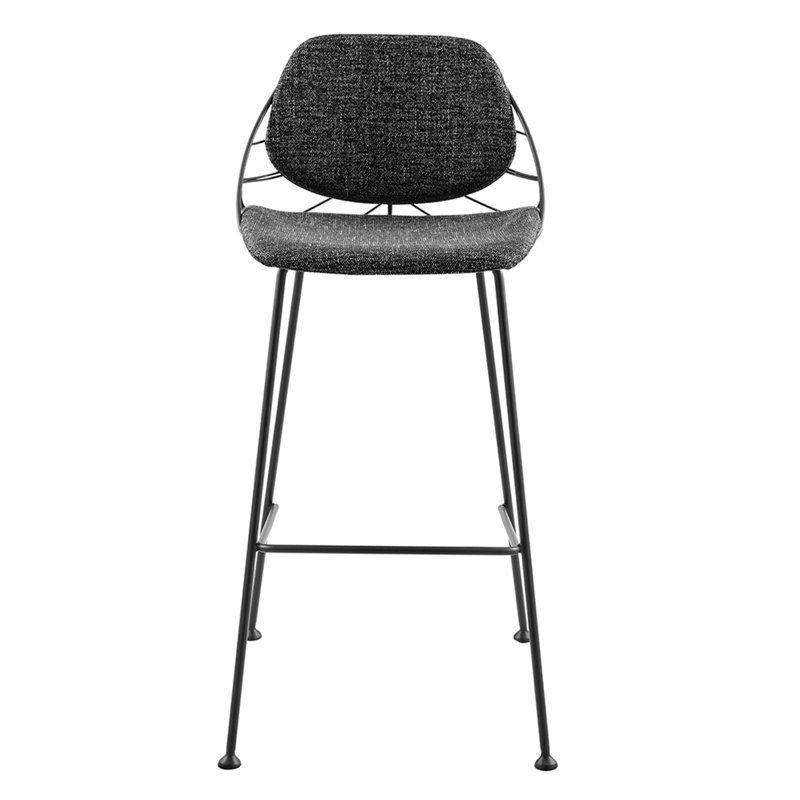 Bevers Upholstered Counter Stool with Metal Frame, Black, Bar Stool (29.73" Seat Height)
