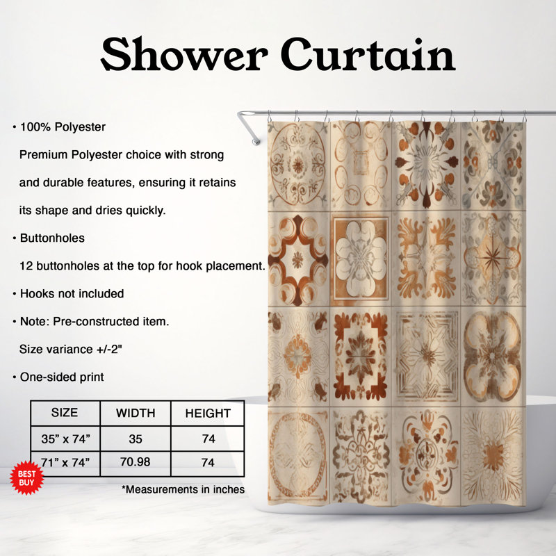 Tapis - Rideau de douche Premium, H 74 po x l 71 po