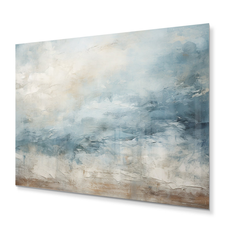 «Beige Blue Ocean Storm I» sur métal, H 12 po x l 20 po x P 1 po