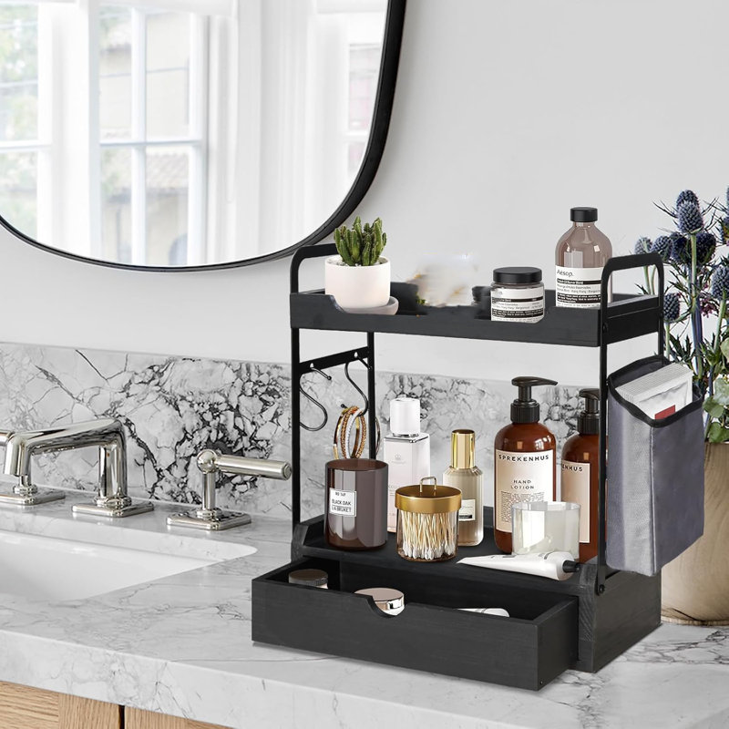 Wooden Coffee Bar Organizer, Black