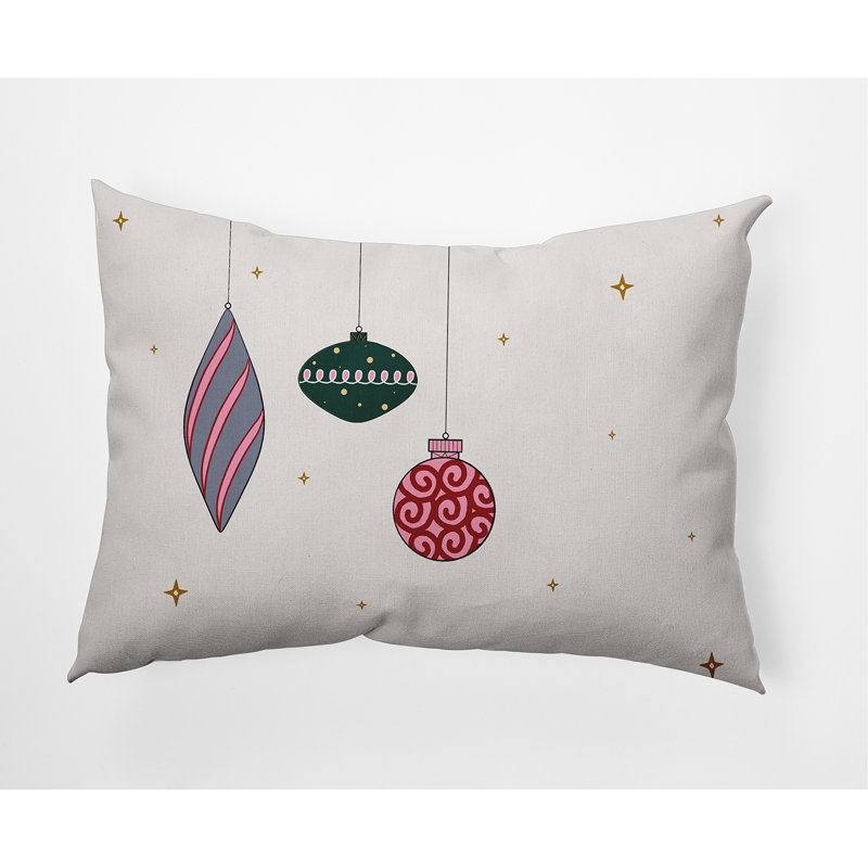 Holiday Cheer Outdoor Reversible Throw Pillow, Christmas Green