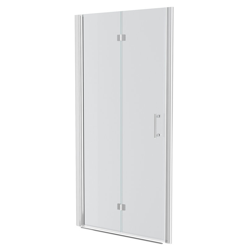 Porte de douche pliante sans cadre avec verre trempé l 34 po x H 72 po, Chrome 