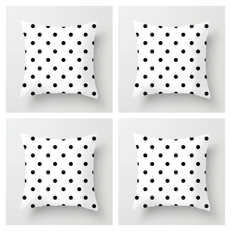 Kearna Black/White Throw Pillow Cover, Polka Dot