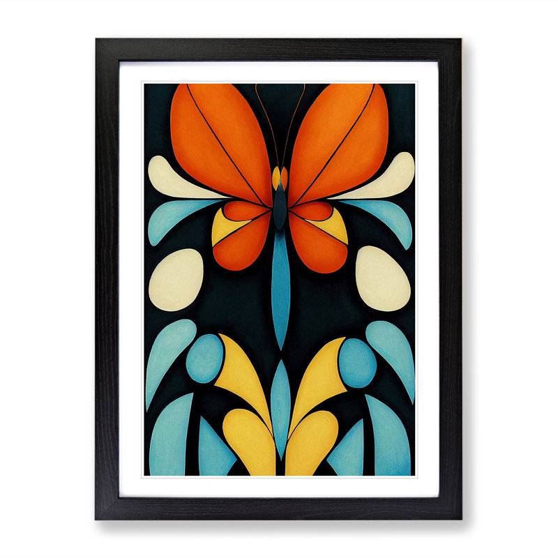 Butterflies In No.4 - Print, 66cm H x 48cm W x 2cm D, Black Framed, White
