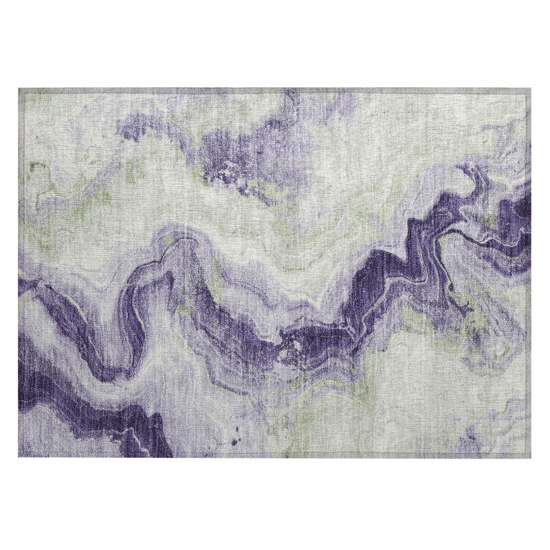 Tapis lavande lavable à la machine intérieur / extérieur Xhevrie, Rectangle 1 pi 8 po x 2 pi 6 po