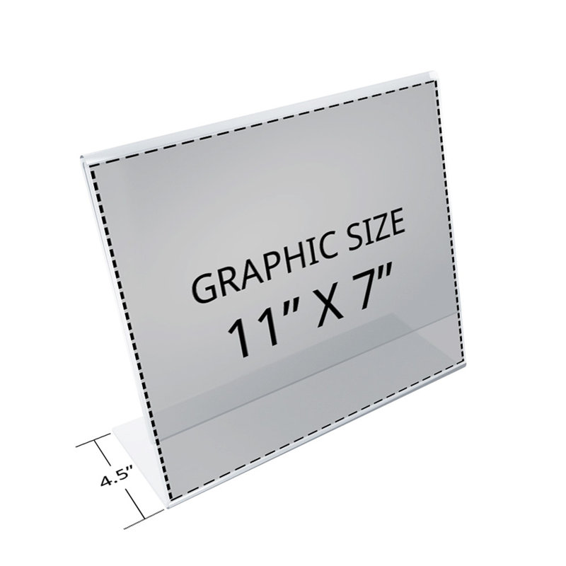 Clear Acrylic L-Shaped Desktop Sign Holder Frame, 7" High