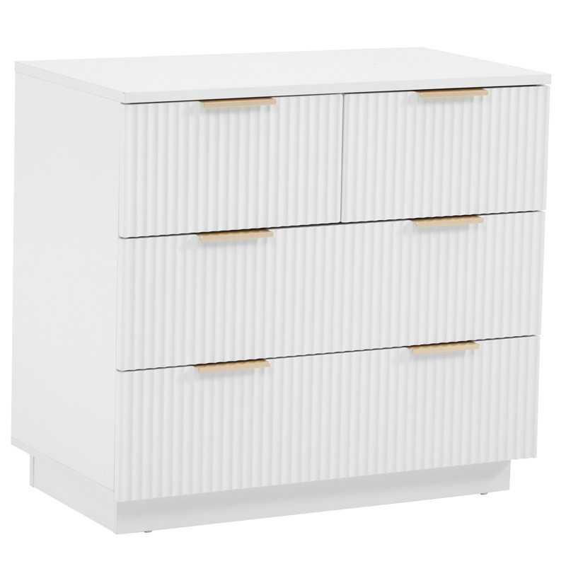 4 Drawer Nightstand For Bedroom, White