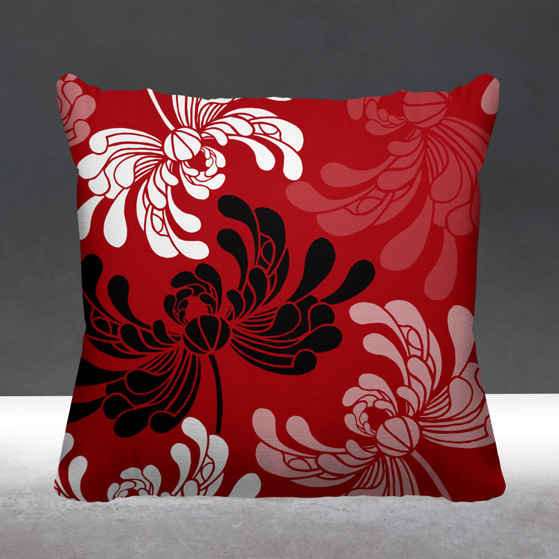 Coussin décoratif intérieur / extérieur Marilyn, 19 po x 19 po, Rouge, Carré