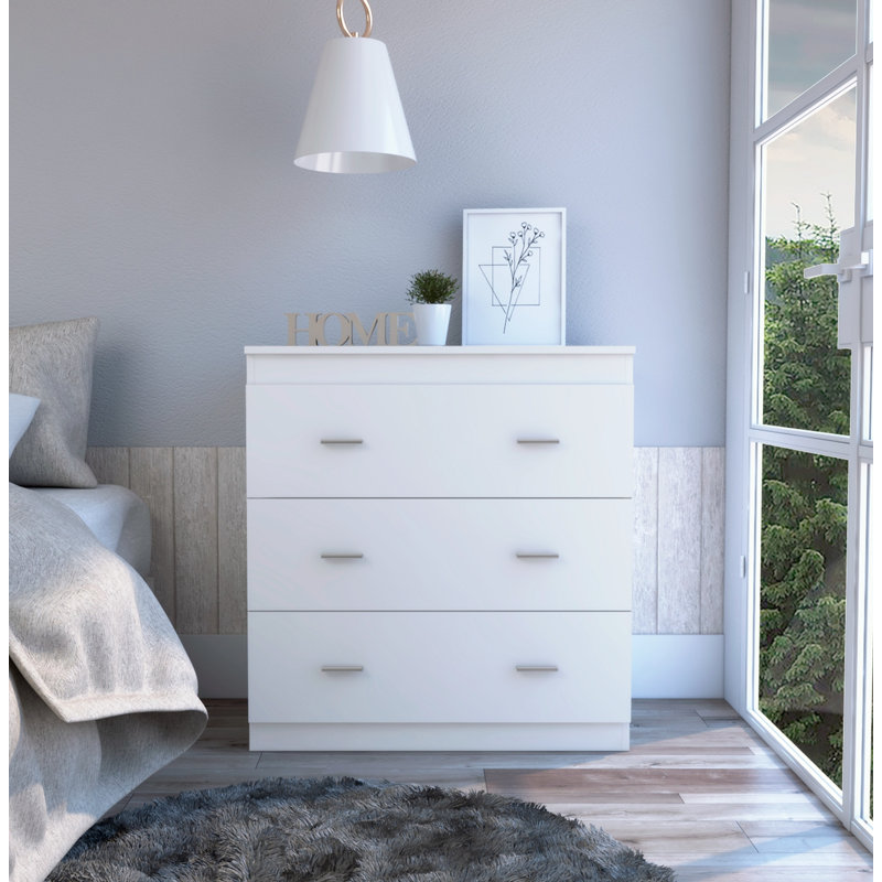 Commode à trois tiroirs, Blanc