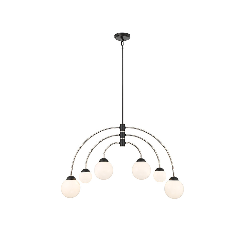 Everard 6 - Light Dimmable Chandelier, Matte Black/Polished Nickel