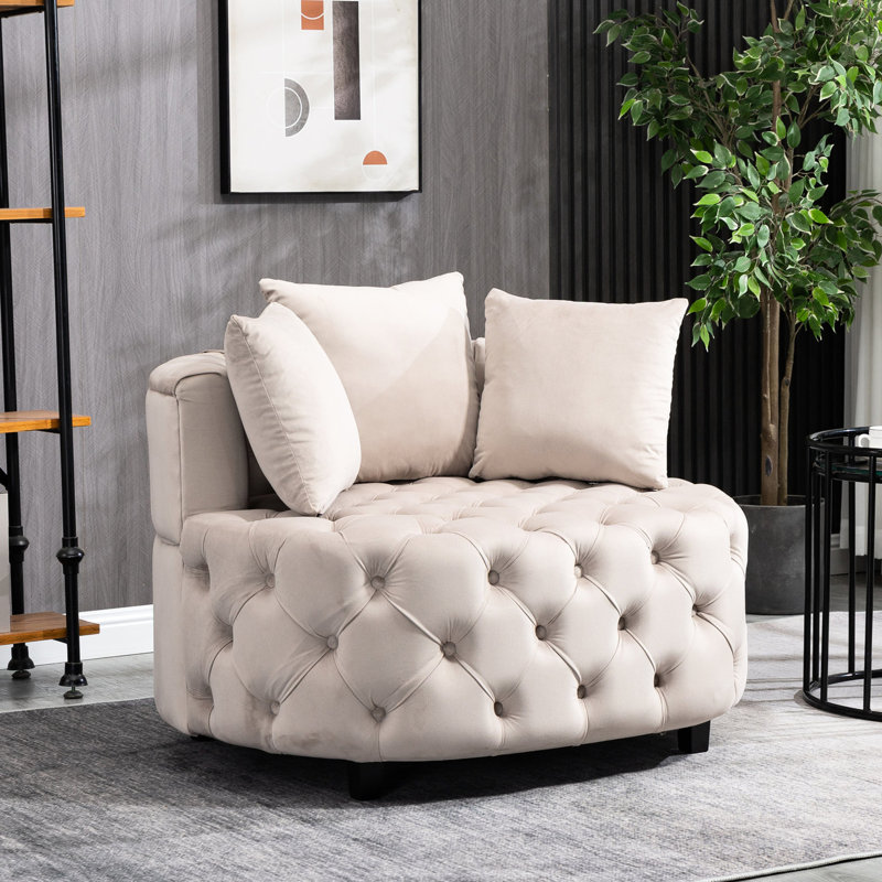Chaise de salon: Fauteuil kaki moderne en velours, H 33,91 po x l 40,27 po x P 36,13 po, Kaki