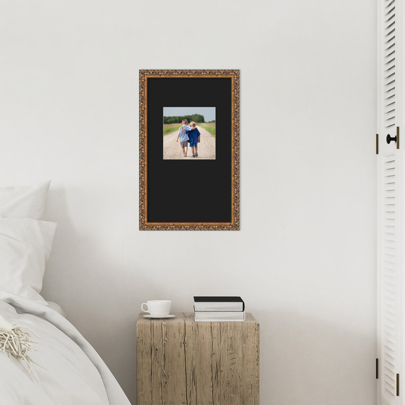 Cadre photo en bois antique bronze, 13 x 22 emmêlés à 8 x 8, Noir lisse