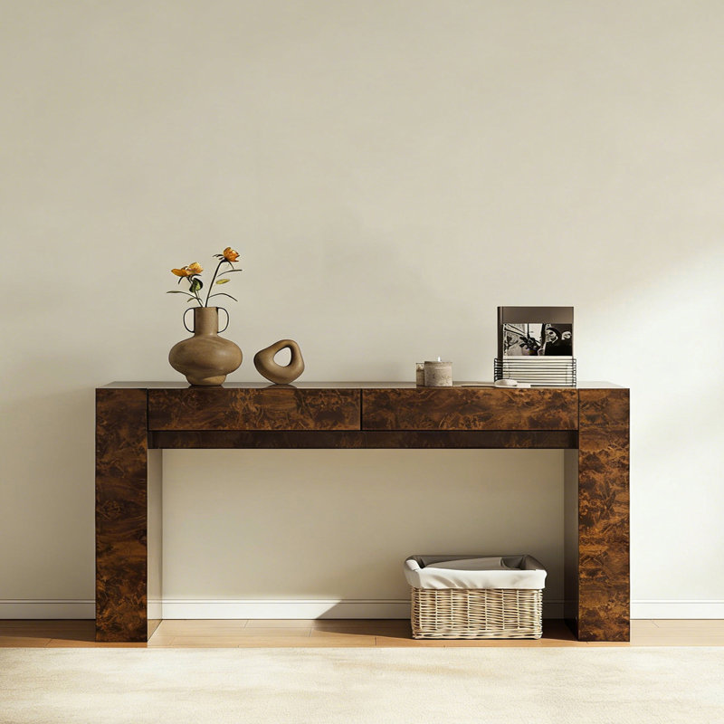 Console Retro Minimalist, 33.46" H x 70.87" W x 13.78" D, Brun