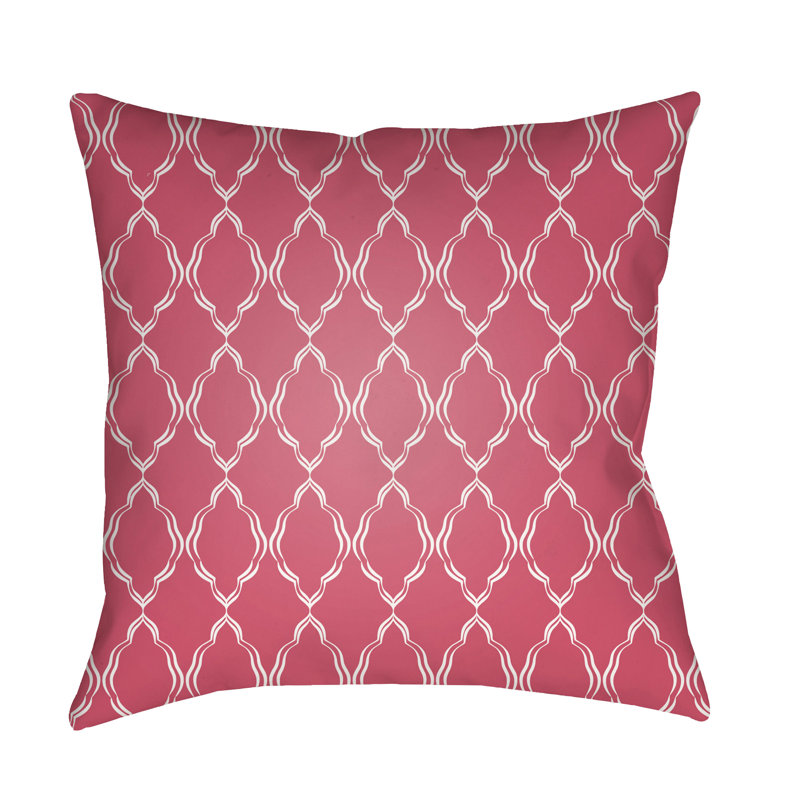 Lattice Indoor/Outdoor Throw Pillow, 18" H x 18" W x 3.5" D, Red