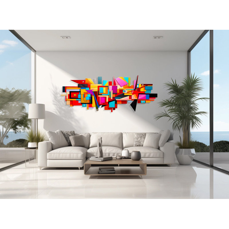 Printed Acrylic Artworks Colorful Polygon Wall Art – Modern Geometric Plexiglass Wall Decor by uniQstiQ