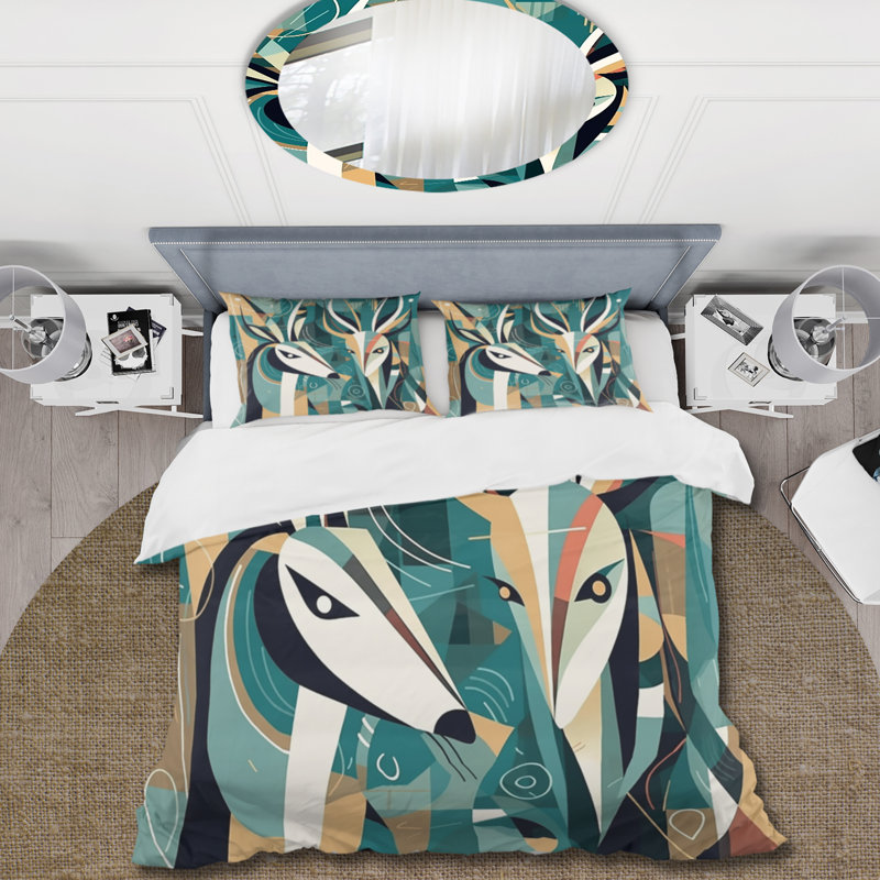 Ensemble de housse de couette en microfibre / polyester Green Beige, Housse de couette simple + 1 taie décorative stan