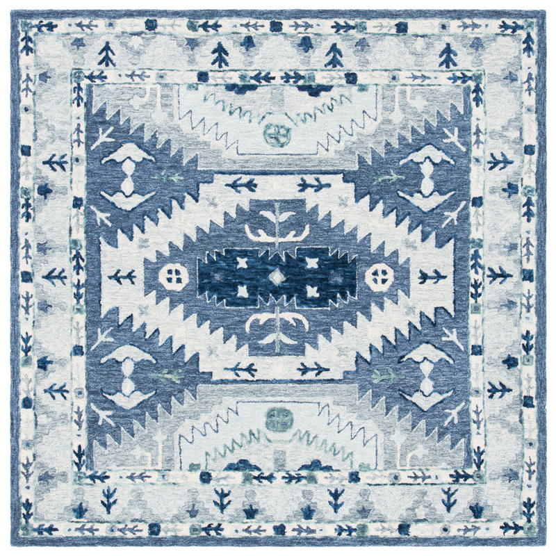 Lanagan Hand Tufted Wool Southwestern Rug, Square 7'