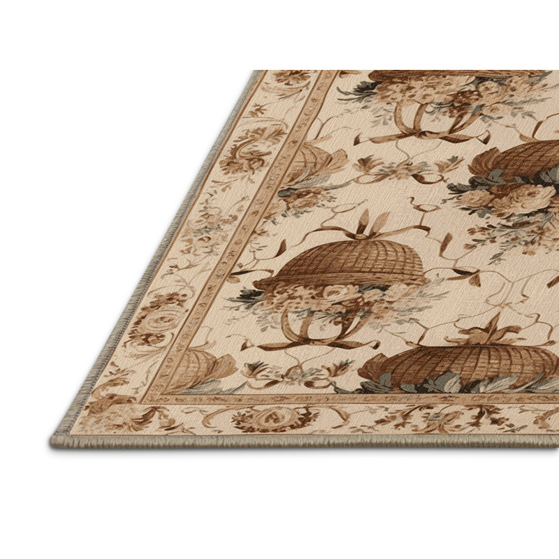 Tapis brun français lavable à la machine, Rectangle 2 pi x 3 pi