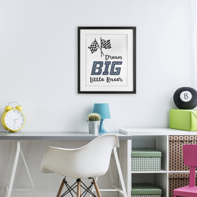 «Dream Big Little Racer», reproduction sous verre encadrée, conception par Christine Simpson Art, H 21 po x l 17 po