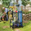 Garden Yard Tool Organizer Rack with Hooks and Side Pockets Holding Long Handled Tools