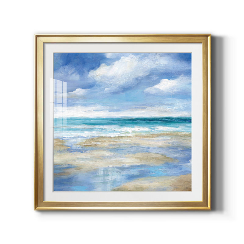 Washy Coast I - Reproduction d'art sur toile encadrée, Papier encadré doré, H 34,5 po x l 34,5 po x P 1,5 po
