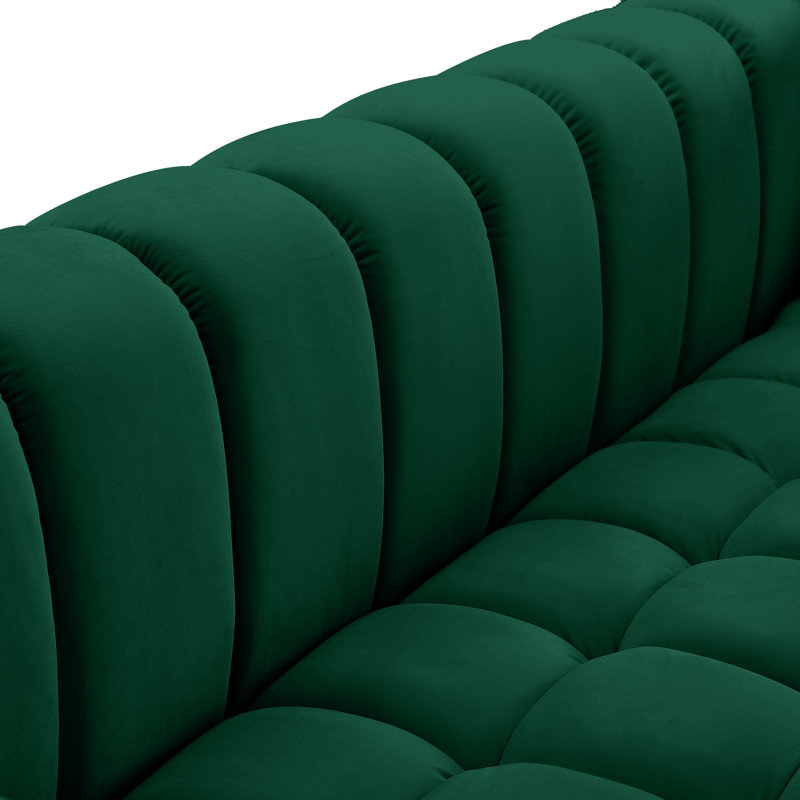 Carlan 91" Velvet Tuxedo Arm Sofa, Green Velvet
