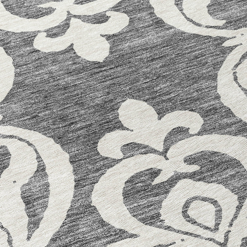 Chayden Washable Damask Indoor / Outdoor Rug, Round 8'