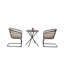 Ensemble bistro en osier 3 pièces, table ronde avec cadre en métal et 2 chaises en forme de C