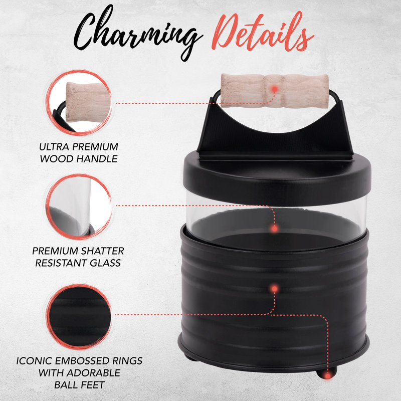 Black Galvanized Metal and Glass 4-Piece Bathroom Set