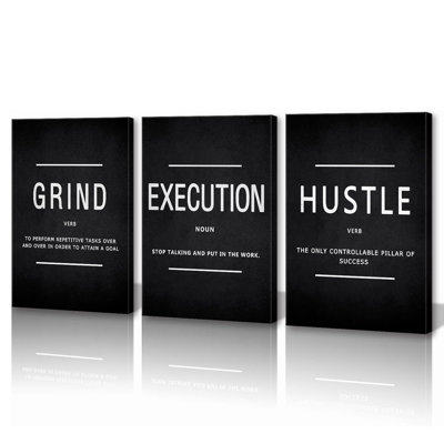 Execution Wall Art Motivational Wall Decor Motivational Quotes Pictures Posters 3 Pieces Framed Canvas Wall Art Prints Goal Artwork Home Office Wall Decor Ready to Hang
