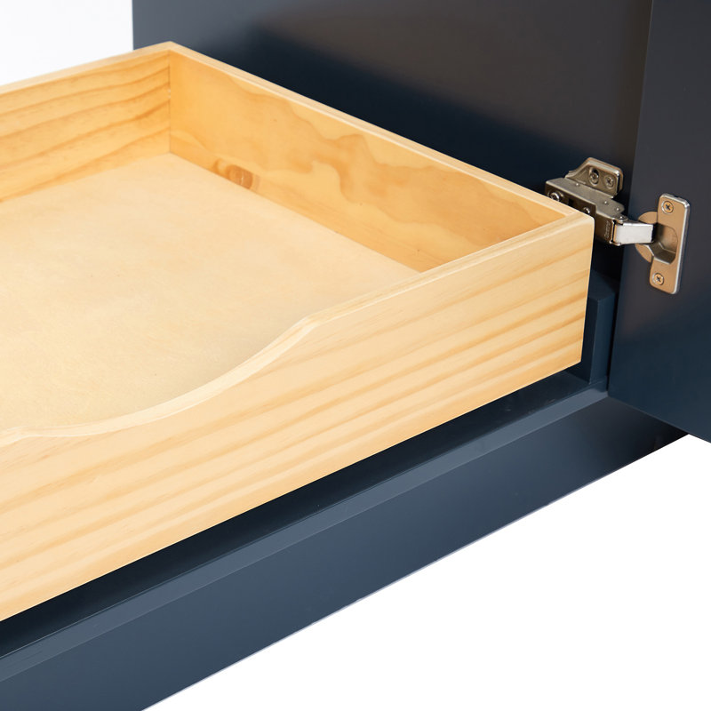 ARIEL Taylor 42.25 Single Sink Bathroom Vanity with Man-Made Stone Top-Oval, Midnight Blue, Rectangle, Left 