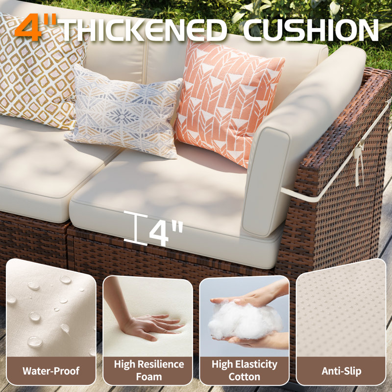 Waldman 4 - Person Outdoor Seating Group with Cushions, Beige, No
