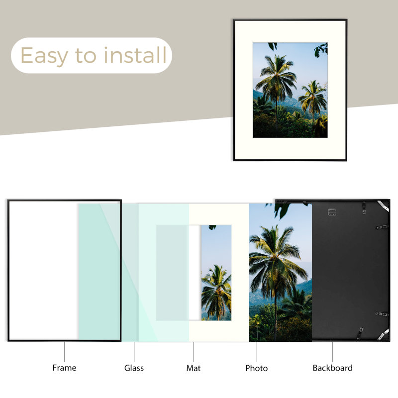 Drennon Metal Picture Frame, Photo Frames or Table Top and Wall Mounting, 11" x 14", Black