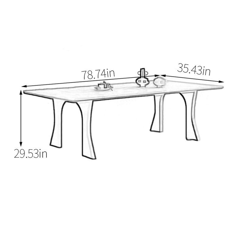 Table de salle à manger Aesthetic, H 29,53 po x L 78,74 po x l 35,43 po, Noir, noir, noir, noir