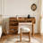 39" Retro Bohemian Style Wooden Makeup Vanity Set with Charging Plug&USB Port and Stoo