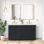 Meuble-lavabo double 60 po avec plateau en pierre de quartz blanc Busan-2145558673