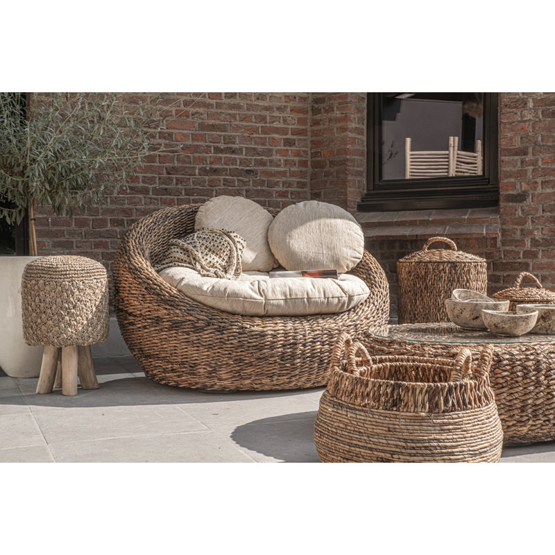The Raffia Solid Wood Accent Stool