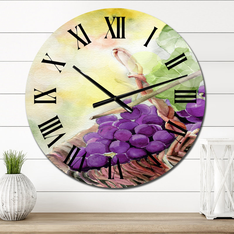 Grappe de raisin mauve - Horloge murale traditionnelle, Moyen