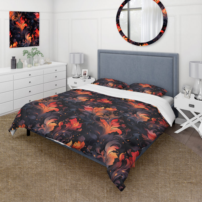 Literie Ember Twilight Moody, Housse de couette pour grand lit et 2 taies décor