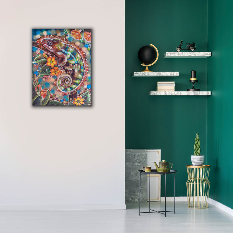 Art mural épique Graffiti «Chameleon» par Verena Wild, 26 po x 34 po, H 34 po x l 26 po