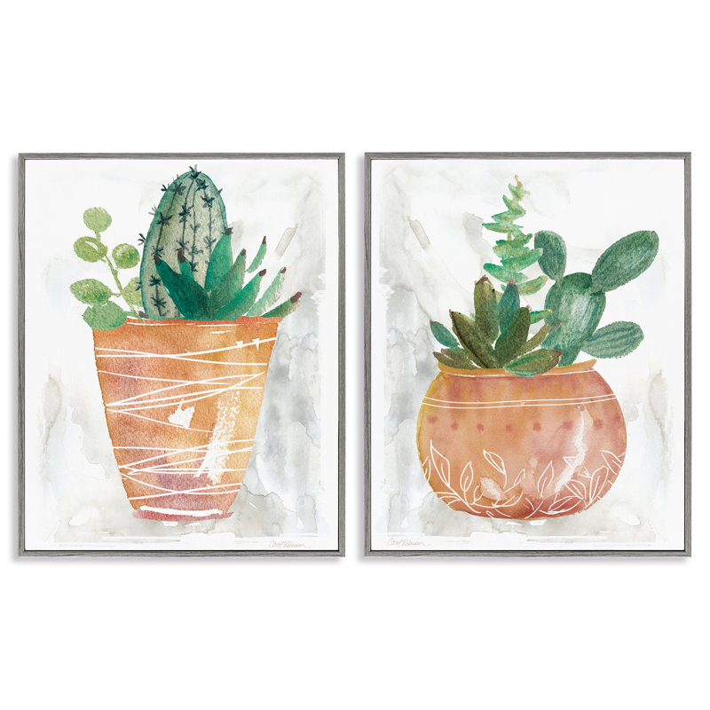  Boho Cacti & Succulents 2 PC, estampe numérique par Carol Robinson, Estampe numérique Farmhouse, H 30 po x l 24 po
