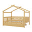 Lit double en bois avec thème de maison, lit gigogne escamotable, toit et barrière de sécurité-1204557876