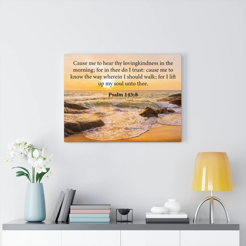 «Loveskindness Psalm 143: 8 Christian Home Decor», écriture murale prête à être accrochée
